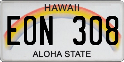 HI license plate EON308