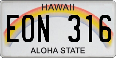 HI license plate EON316
