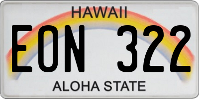 HI license plate EON322