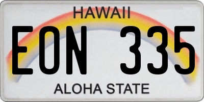 HI license plate EON335