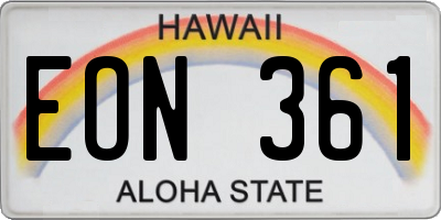 HI license plate EON361
