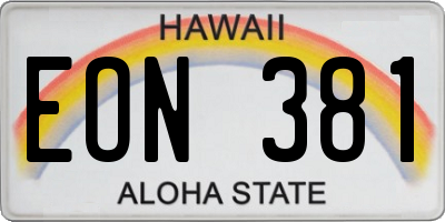 HI license plate EON381