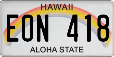HI license plate EON418