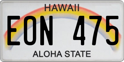 HI license plate EON475