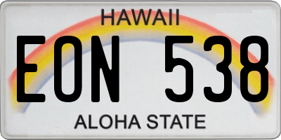 HI license plate EON538
