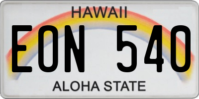 HI license plate EON540