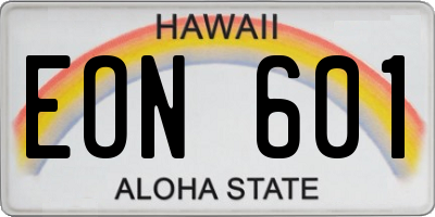HI license plate EON601