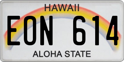 HI license plate EON614