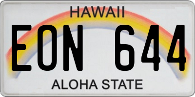 HI license plate EON644