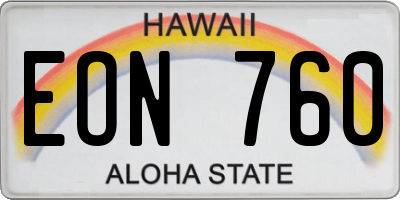 HI license plate EON760