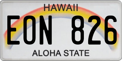 HI license plate EON826
