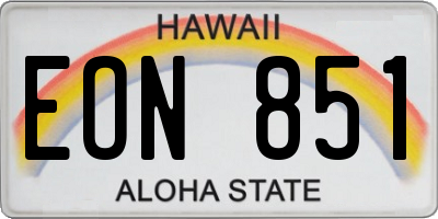 HI license plate EON851