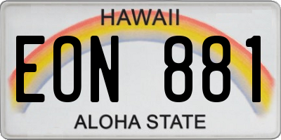 HI license plate EON881