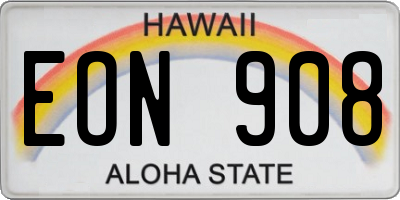 HI license plate EON908