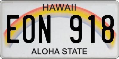 HI license plate EON918