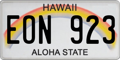 HI license plate EON923