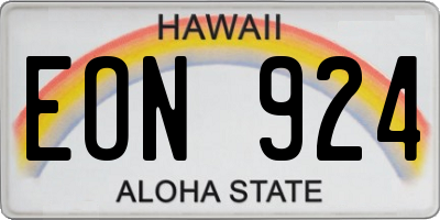 HI license plate EON924