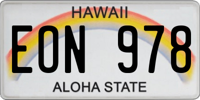 HI license plate EON978