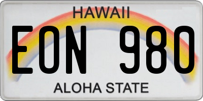 HI license plate EON980