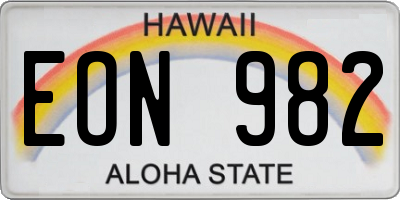 HI license plate EON982