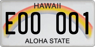 HI license plate EOO001