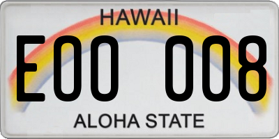 HI license plate EOO008