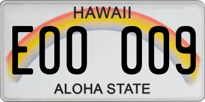 HI license plate EOO009