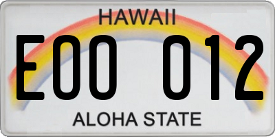 HI license plate EOO012