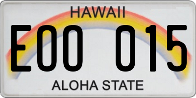 HI license plate EOO015