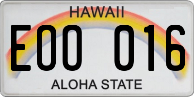 HI license plate EOO016
