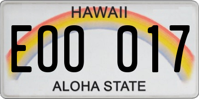 HI license plate EOO017