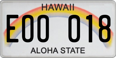 HI license plate EOO018