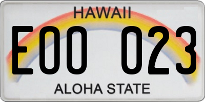HI license plate EOO023