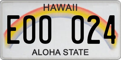 HI license plate EOO024