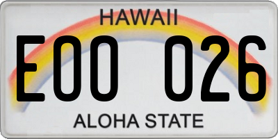 HI license plate EOO026