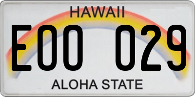 HI license plate EOO029