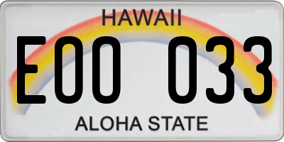 HI license plate EOO033