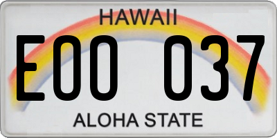 HI license plate EOO037