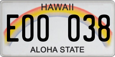 HI license plate EOO038