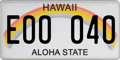 HI license plate EOO040