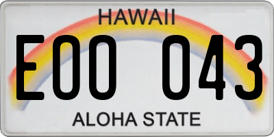HI license plate EOO043
