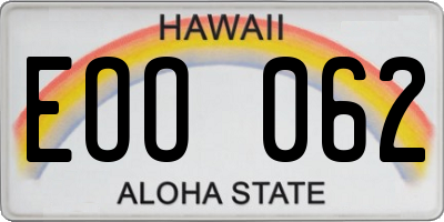 HI license plate EOO062