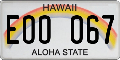 HI license plate EOO067