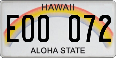 HI license plate EOO072