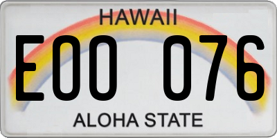 HI license plate EOO076