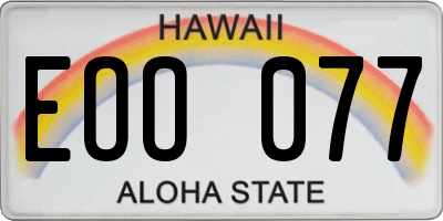 HI license plate EOO077