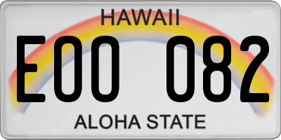 HI license plate EOO082