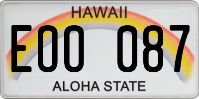 HI license plate EOO087