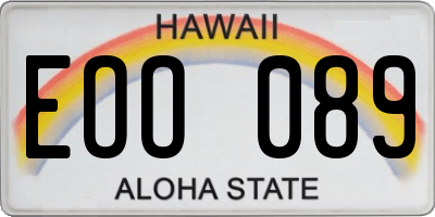 HI license plate EOO089