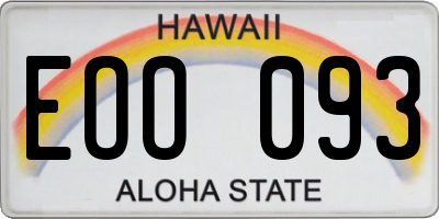 HI license plate EOO093